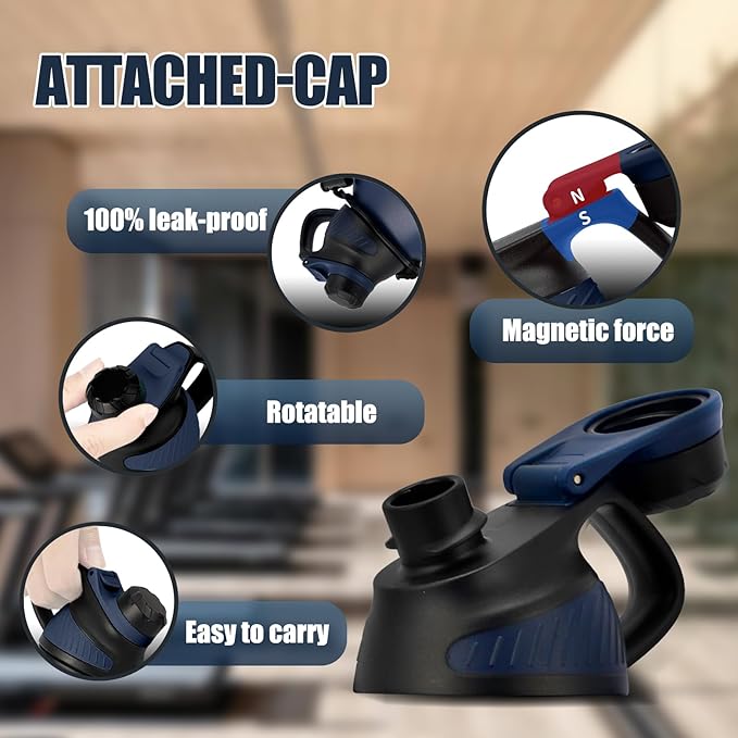 Insulated Half Gallon Water Bottle 64oz with Magnetic Lid,Stainless Steel Double-Wall Vacuum Leak Proof Sports Insulated Jug with Paracord Handle, Keep Water Hot & Cold for Outdoor,Gym