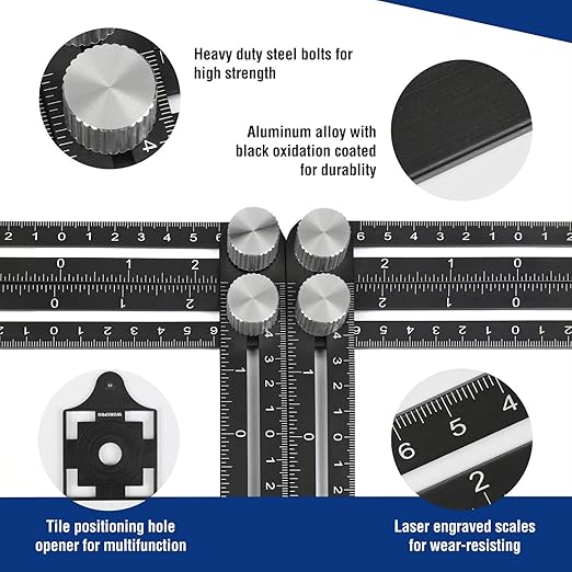 WORKPRO 10" and 6-Sided Angle Measuring Tool Combo Kit, Plastic Shape Contour Gauge Duplicator, Aluminum Alloy Multi Angle Measuring Ruler