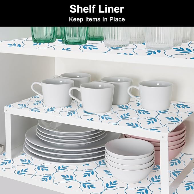 Cooyes Shelf Liner Drawer Liners, Shelf Liners for Kitchen Cabinets, Non Adhesive Cabinet Liner, EVA Waterproof Durable Non-Slip Refrigerator Liners for Kitchen, Drawer
