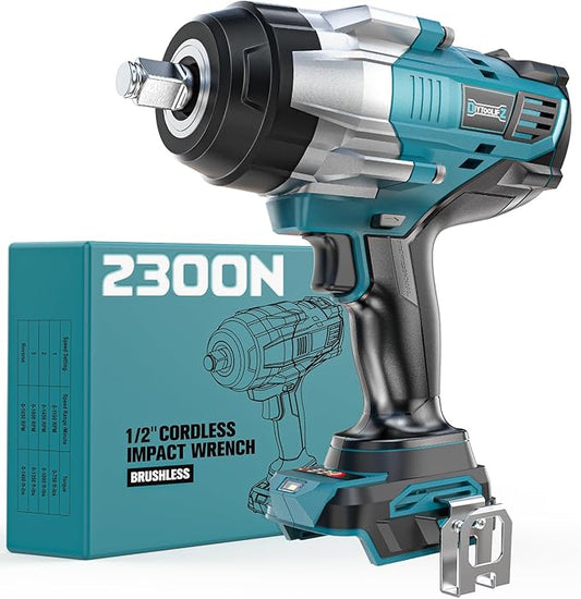Cordless Impact Wrench 1/2" Compatible with Makita 18V Battery, 1700 Ft-lbs High Torque Impact Driver, Brushless Electric Impact Gun with 4 Speed Modes & LED Light for Car, Truck, Mower(Bare Tool)