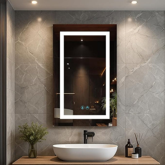 Blossom LED Mirror Medicine Cabinet with Lights, 20x32 Inch | Left Hinge LED Medicine Cabinet Mirror for Bathroom | Recessed or Surface with Defogger, 3 Color Dimmer | Makeup Mirror