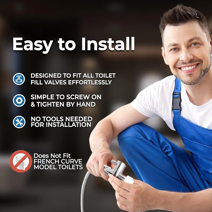 GenieBidet Slow-Close ELONGATED LEFT HAND Bidet. Dual Nozzles Self Cleaning. Adj. Water Pressure. No Wiring. If you can install a toilet seat you can install this. T adapter & Bottle Bidet included.