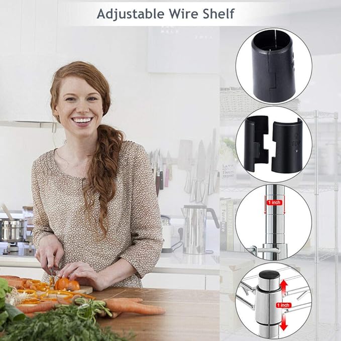 BestOffice | 4-Tier Wire Storage Shelves | 36x14x54 | Chrome | with Adjustable Racks | Heavy-Duty Metal Shelf, Holds Upto 1000 lbs | No-Tool Assembly | Ideal for Home & Garage Shelving