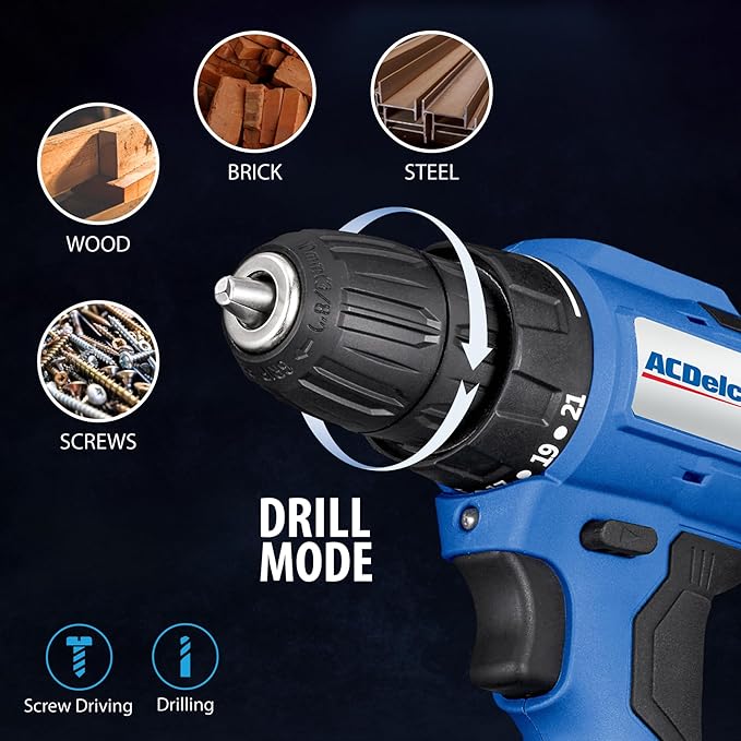ACDelco ARI20132-K1 20V Cordless Drill, Impact Driver,Impact drill, 2 Tool Power Tool Combo Kit, Brushless Power Tool Set with 2 Batteries and Charger Included