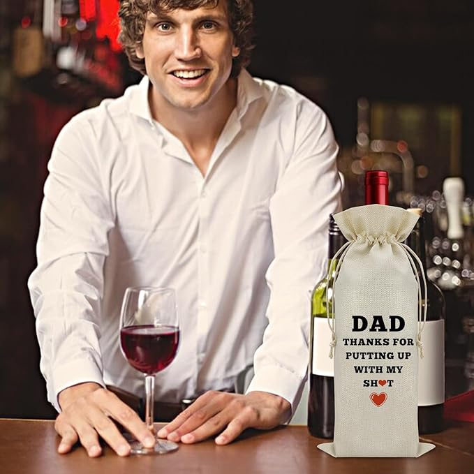Sazuwu Dad Birthday Gifts from Daughter Wine Bag Thank You Dad Gifts from Son Fathers Day Gift for Dad Wine Bottle Storage Bag Wedding Gifts for Dad from Bride Wine Accessories Gifts for Wine Lovers