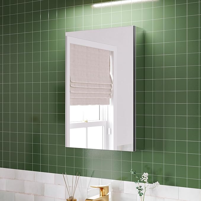 16’’×24’’ Bathroom Mirror Cabinet Soft-Close Medicine Cabinet with Mirror Door, Adjustable Shelves, Recessed/Surface Mount, Blum Hinge, Right Swing