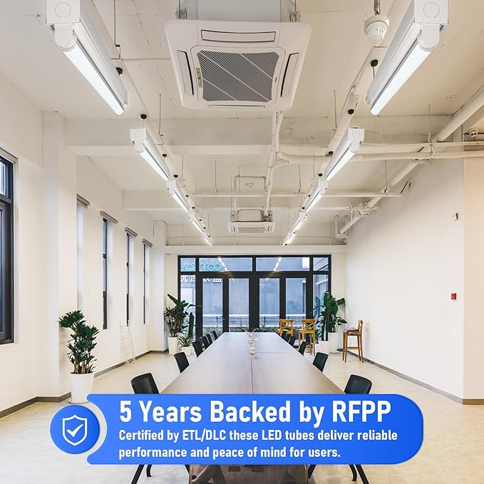 T8 T12 LED Bulbs 4 Foot, 4FT Tube Lights Type A+B Bulbs, 6CCT 3000K-6500K/5 Power(10W-24W) Selectable, T8/T12 4ft Fluorescent Tube Replacement, Plug and Play or Ballast Bypass, ETL DLC(6 Pack White)