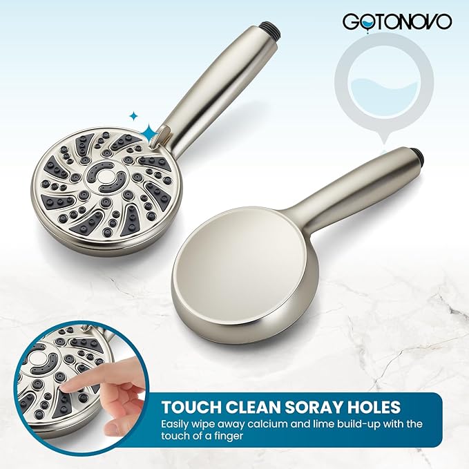 gotonovo Single-Handle Shower Faucet Set Shower Kit with Valve Shower Head and Handle Set Shower Trim Kit with 6 Modes ABS Handheld Shower Fixtures Shower Valve and Trim Kit Brushed Nickel