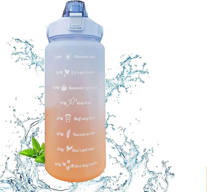 Frosted Gradient Color Rinking Bottles with Straw, Open Leakage Proof Sports Water Cup for Office, Gym, Outdoor(Light Blue)