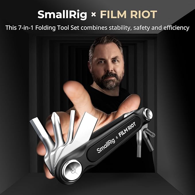 SmallRig x FILM RIOT 7-in-1 Folding Tool Set with Screwdrivers and Hex Key Wrenches, Multiple Angle Positioning, Portable and Compact Design (Black) - 4374