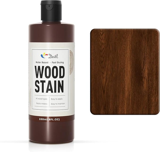 DWIL Water Based Wood Stain - Multiple Finishes, Fast Drying, Indoor and Outdoor Furniture, Wood Paneling, Cabinets and More, Low Odor ＆ Non-Toxic (8.5oz Dark Oak)