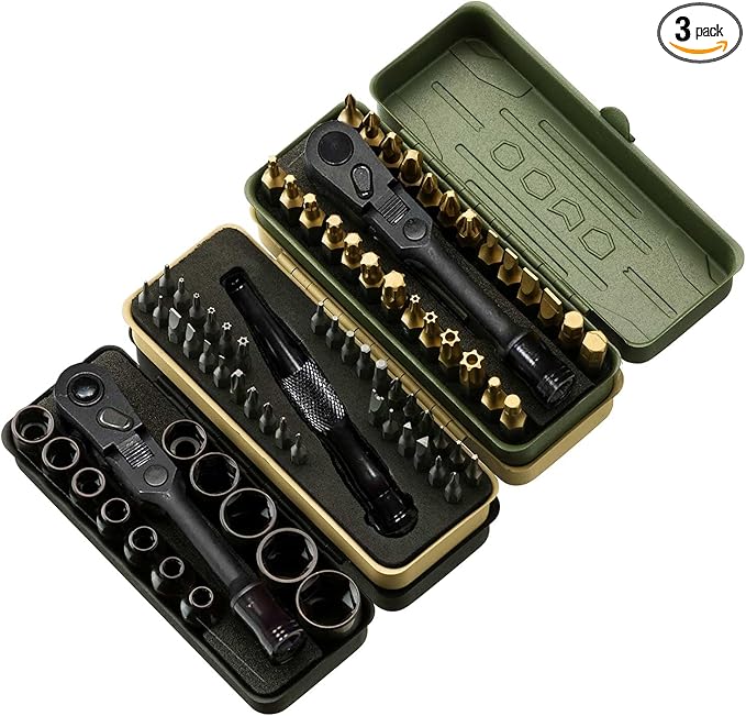 KESI Tool Torx Bit Set 77-Piece, Fully Armed Bits Ratchet Set with 1/4" Dr 29-piece Multi Function Bits Set, 13-Piece 1/4" Dr. Low Profile Socket Set and 35-piece Precision Bits Set