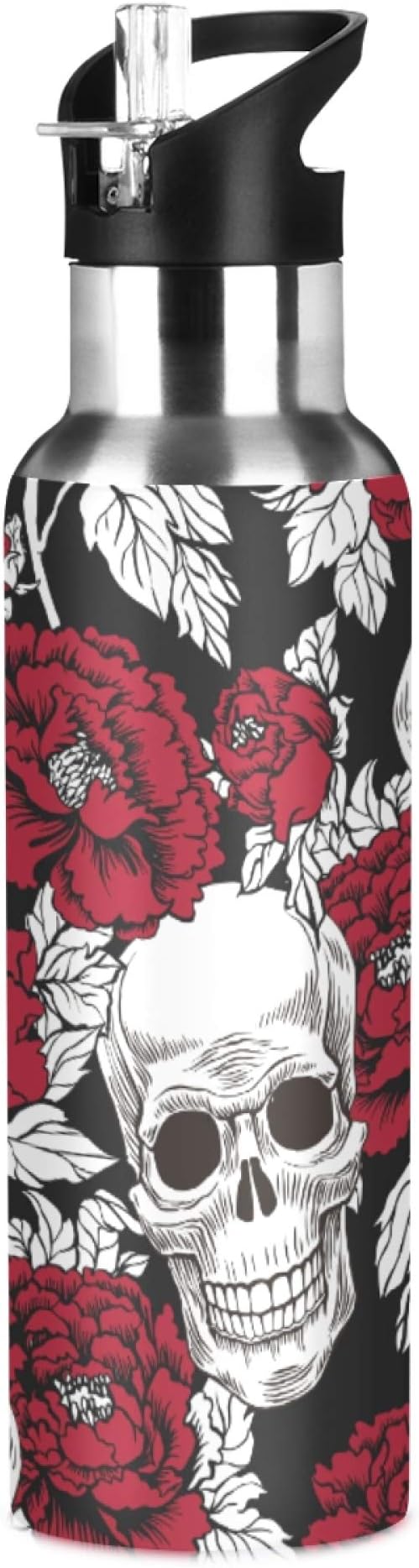 MNSRUU Insulated Water Bottle with Straw, Rainbow and Unicorns Stainless Steel Flasks for Sports Cycling Hiking School