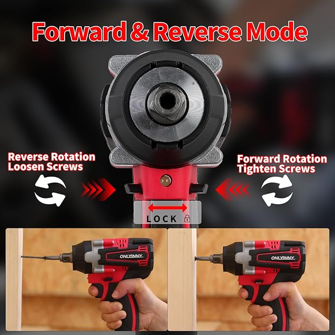 Cordless Impact Wrench - 550N.m(406Ft-lbs)1/2, impact gun, 3300RPM, with 4-Mode Speed, 2 Battery & Charger, 5 Sockets 8 Drill 6 Screws, Electric Impact Wrench for Car/DIY Furniture/Lawn Mowe