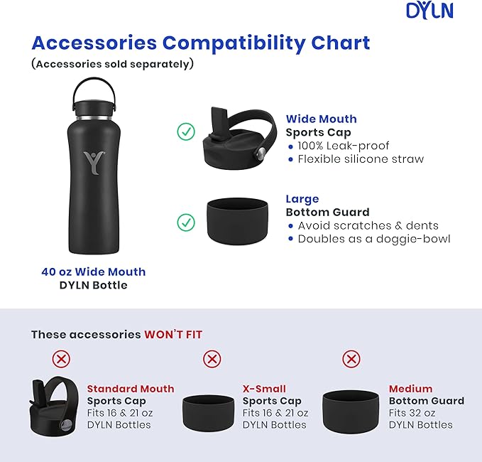 DYLN Alkaline Water Bottle | Portable Hydrogen Water Bottle Creates Hydrogen-Rich Water up to 9.5 pH | Vacuum Insulated Stainless Steel Keeps Water Cold for 24 Hours