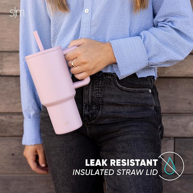 Simple Modern 30 oz Tumbler with Handle and Straw Lid | Insulated Cup Reusable Stainless Steel Water Bottle Travel Mug Cupholder Friendly | Gifts for Women Men Him Her | Trek Collection | Ember Red