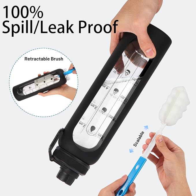 Glass Shaker Bottle,34oz BPA-Free Blender Shaker Bottle With Ball and Cleaning Brush for Protein Mixes Fitness