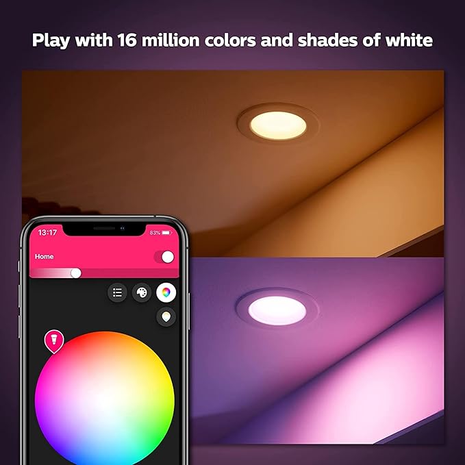 Philips Hue Smart 85W BR30 LED Bulb - White and Color Ambiance Color-Changing Light - 4 Pack - 1200LM - E26 - Indoor - Control with Hue App - Works with Alexa, Google Assistant and Apple Homekit.