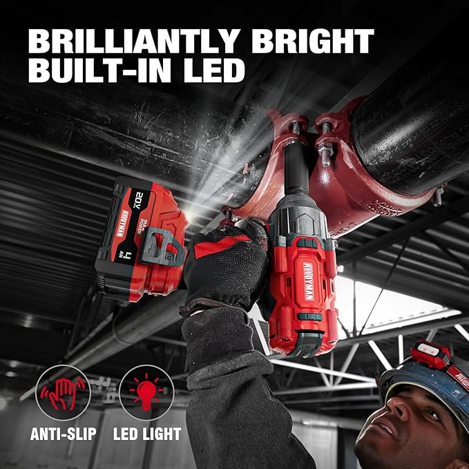 Alloyman Cordless Impact Wrench, 1475Ft-lbs (2000N.m) 1/2 High Torque Brushless Impact Gun, 20V Power Impact Driver, 2*4000mAh Battery,3 Sockets, Brushless Motor Variable Speeds for Car/Truck RV/Mower