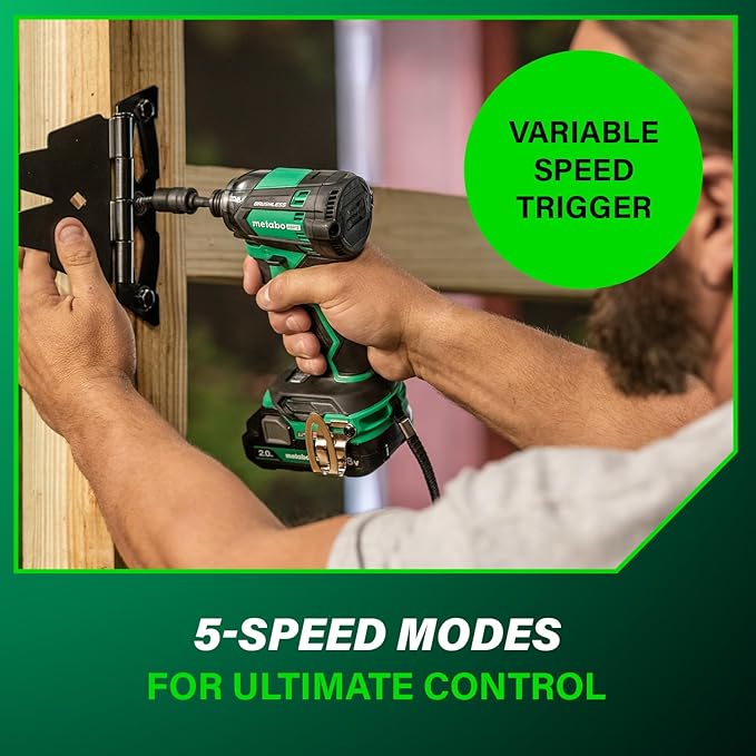 Metabo HPT 18V MultiVolt Cordless Triple Hammer BOLT Impact Driver Set, Power Impact Driver Kit with Case, 2 Lithium-Ion Batteries and Charger, 1/4-Inch Chuck, Compact LightWeight Power Tool, WH18DC