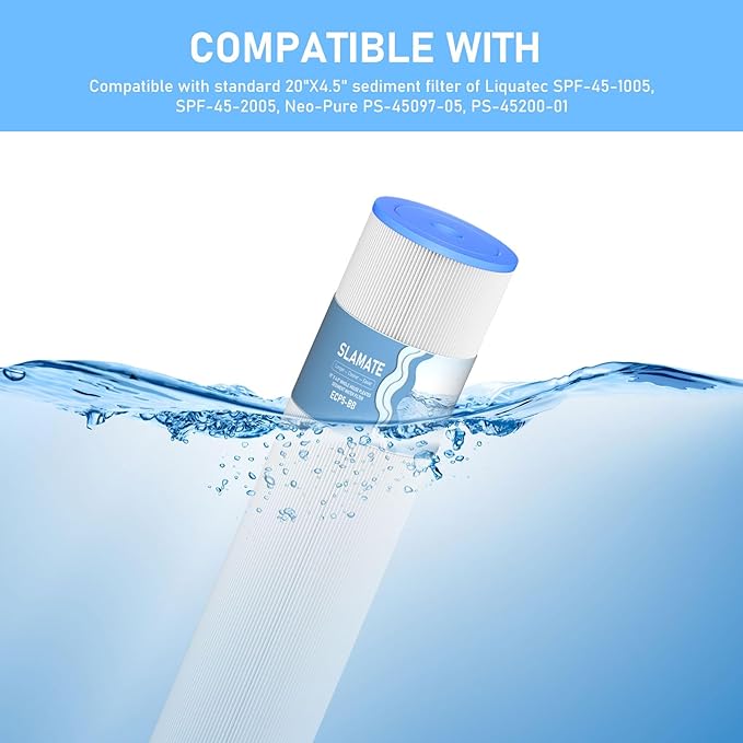 20" x 4.5" Whole House Pleated Sediment Water Filter Compatible with Well Water, Replacement Cartridge for ECP5-BB, AP810-2, HDC3001, SPC-45-1005, CP5-BB, ECP1-20BB, 2 Pack