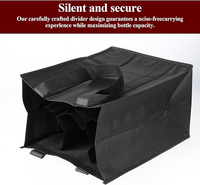 Sliverdew 6 Bottle Wine Carrier Non-Woven Wine Bottle Travel Bags Reusable Wine Gift Tote Bag Portable Wine Bottle Holder Bag with Handle for Picnic Camping