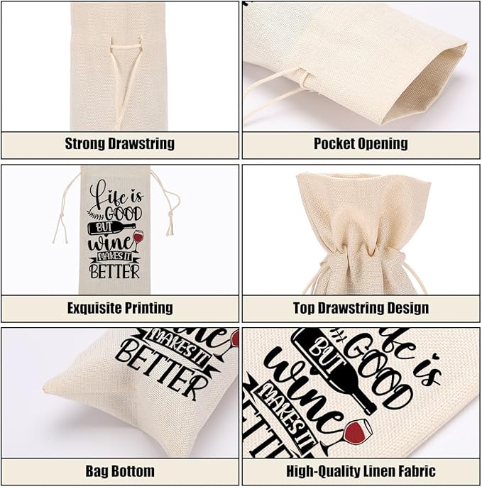 Funny Wine Quotes Wine Bag Wine Tasting Party Supplies for Wine Lovers Women Men Mother Groom Friend Christmas Birthday Wedding Bachelorrette Party Wine Bags
