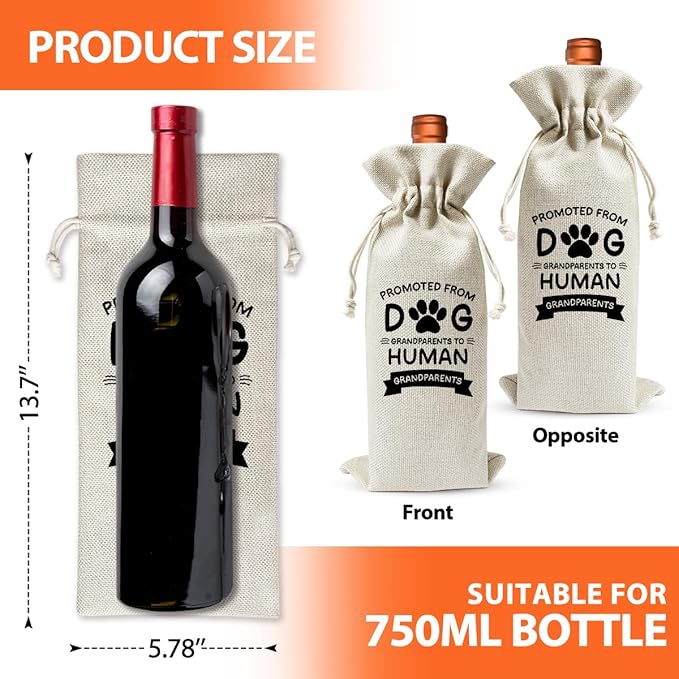 Gender Neutral Pregnancy Announcement Wine Gift Bag for New Grandparent Baby 2024, Promoted to New Grandparent Gift 2024, Religious Pregnancy Announcement, Baby Shower or Party Favor