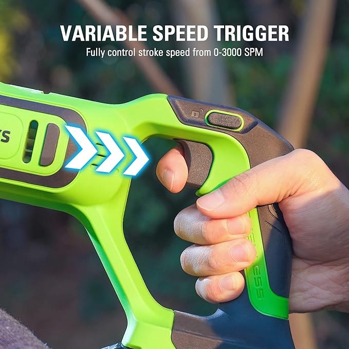 Greenworks 24V Brushless 1" Cordless Reciprocating Saw (3,000 SPM), Light Weight Compact Handsaw, Variable Speed Trigger, Tool Only