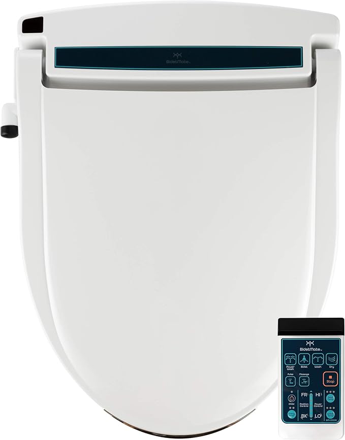 BidetMate 2000 Series Heated Bidet Attachment for Toilet with Unlimited Heated Water, Wireless Remote, Deodorizer, and Warm Air Dryer - Adjustable and Self-Cleaning - Fits Elongated Toilets