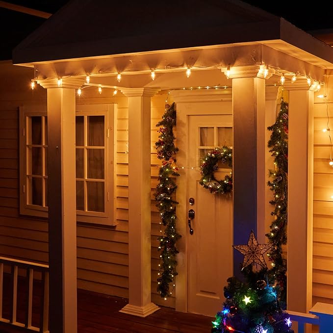 Brightown 25 Pack C9 LED Christmas Light Bulbs, Warm White Plastic C9 Shatterproof LED Bulbs Replacement for Christmas String Lights, E17 Intermediate Base,Commercial Dimmable Holiday Lights