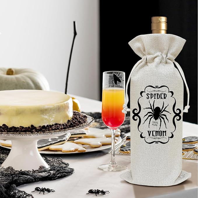 Halloween Wine Bag, Birthday Gifts for Women Men Son Dad Sister Mom, Witch Magic Thanksgiving Christmas Holiday Party Favor Funny Spider Venom Wine Bag Decoration Supplies /43