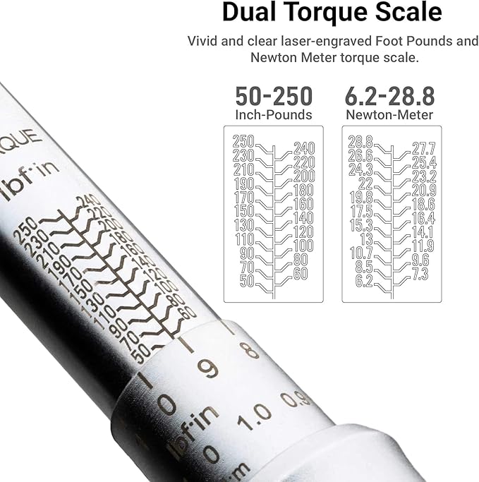Capri Tools 50-250 Inch Pound Industrial Torque Wrench, 1/4" Drive