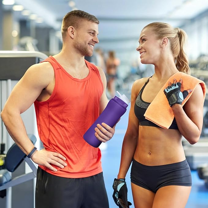 Water Bottle Sleeve Compatible with Cir-kul Water Bottle - 2 Pcs Sleeve Compatible with Cir-kul Plastic 22oz & Stainless Steel Bottle - Insulated Cover for Retaining Temperature, Purple