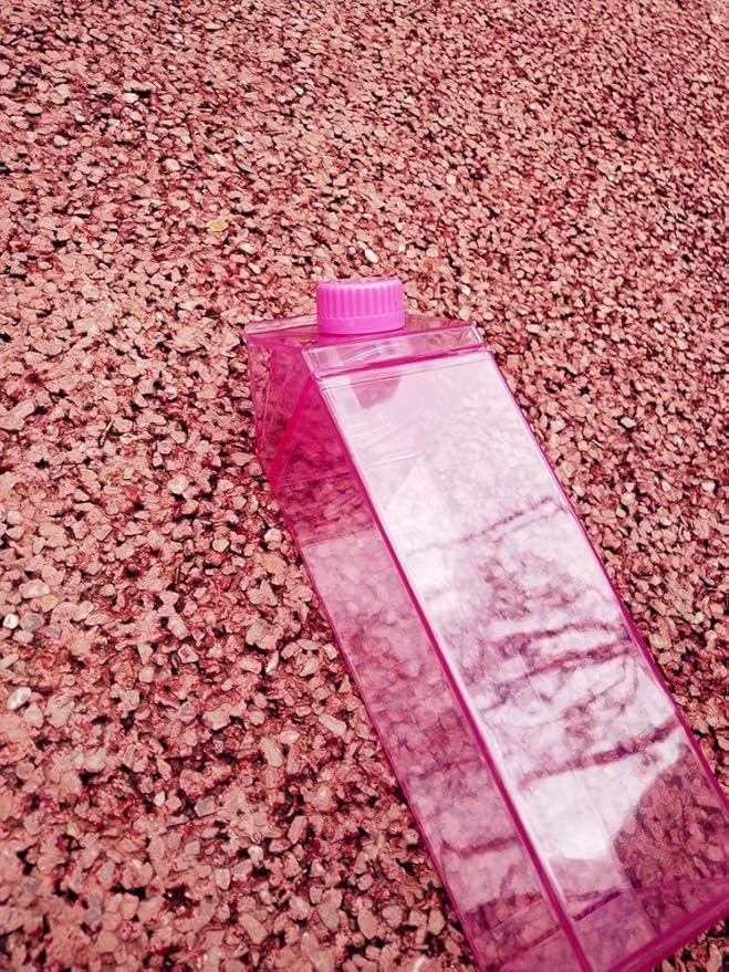 Jinberry 1000ml/34oz Cute Leakproof Clear Milk Carton Water Bottle Portable Drinkware for Outdoor Climbing Tour or Camping