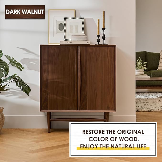 DWIL Water Based Wood Stain - Multiple Finishes, Fast Drying, Indoor and Outdoor Furniture, Wood Paneling, Cabinets and More, Low Odor ＆ Non-Toxic (8.5oz Dark Walnut)