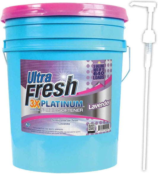 Ultra Fresh Platinum Fabric Softener for Laundry up to 640 Loads, Lavender, 5 Gallons - Fabric Odor Remover to Wash Clothes and Sheets