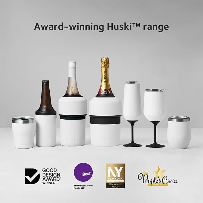 Huski Champagne Chiller | New | Award-Winning Iceless Design with Detachable Bottle Stopper | Keeps Wine Cold up to 6 Hours | Fits Most 750ml Champagne, Prosecco & Sparkling Wine Bottles (Stainless)