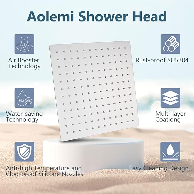 Aolemi Shower System with Rainfall Shower Head and Handheld Wall Mount,High Pressure Shower Faucet Set Fixture Combo with 2 in 1 Handheld Spray Rough-in Valve,10 Inch Shower Head Polish Chrome