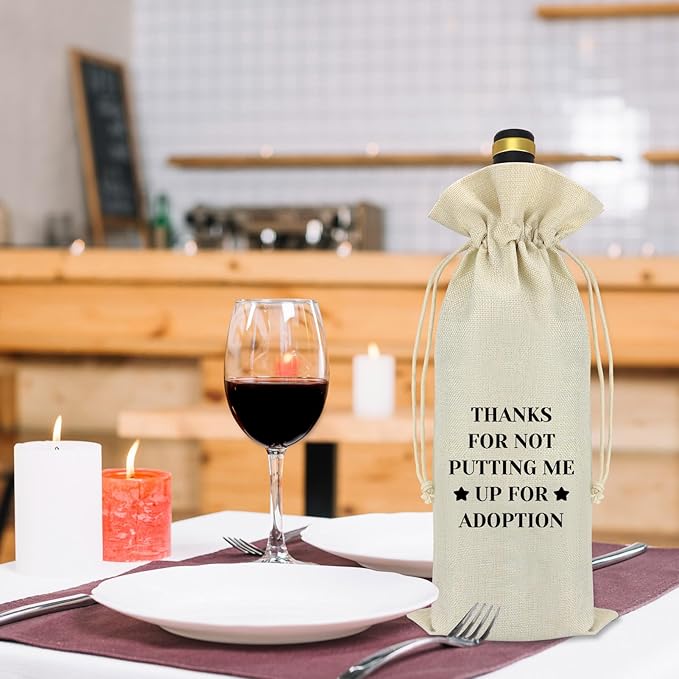 Funny Mom Dad Gifts Wine Bag Fathers Day Mother's Day Gifts Parent Gifts from Daughter Son Mom Birthday Gift Thank You Gift for Dad Thanksgiving Christmas Birthday Gift for Dad Mom Wine Bottle Bag