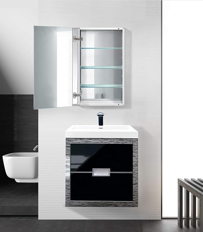 Krugg Medicine Cabinet | Recess or Surface Mount | Blum Hinge 170 Degree Soft Close | (18" x30)