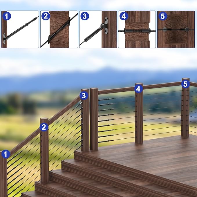 BLIKA 400FT 1/8" Black Stainless Steel Cable Railing with 7x7 Strand Construction, 1850lbs Breaking Strength for DIY Balustrades