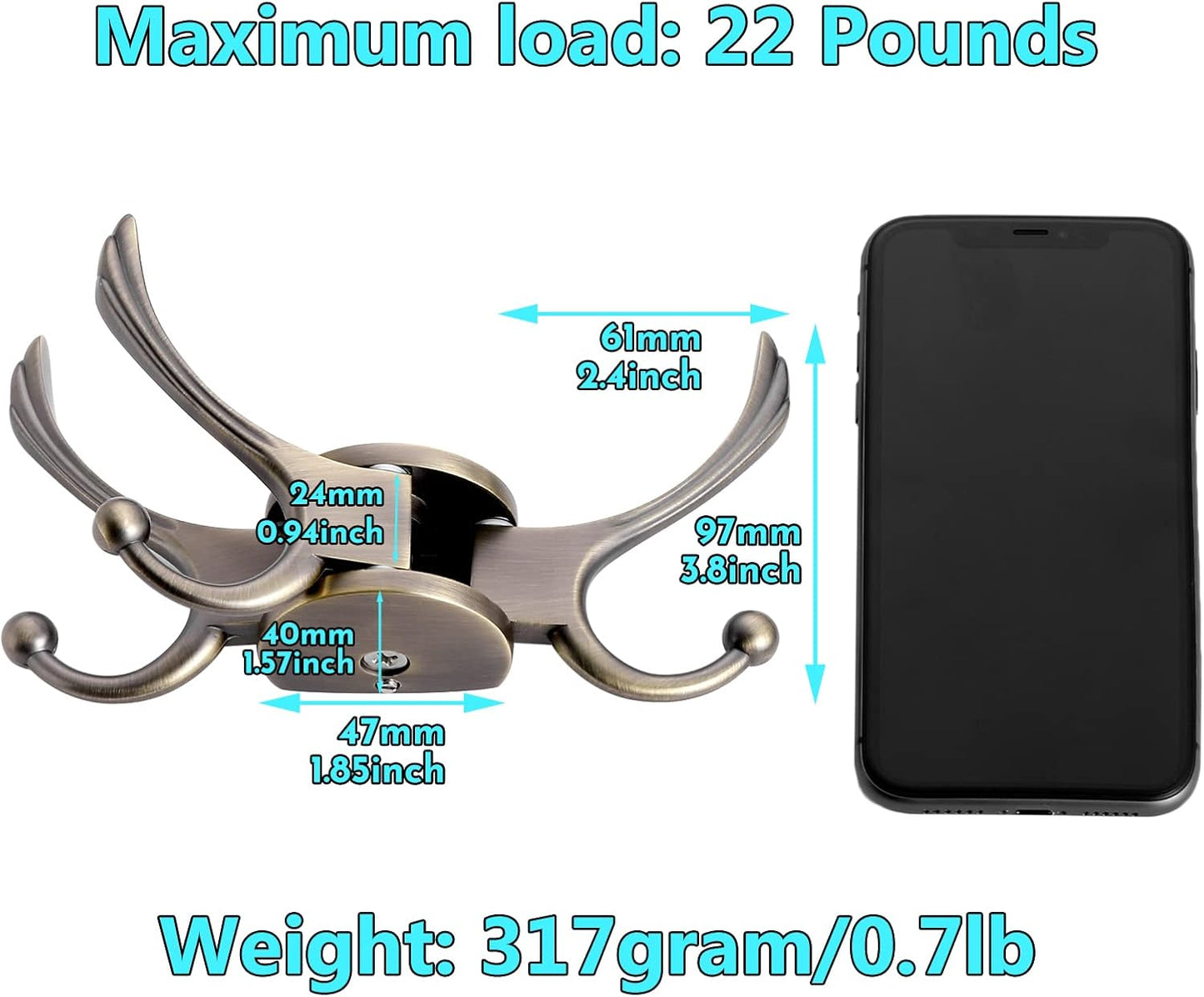 Swivel Coat Hook 2 Pack Heavy Duty Space Saving Towel Rope Hook Wall Mount Triple Swing Arms for RV Bathroom Kitchen Garage,Rustic Bronze