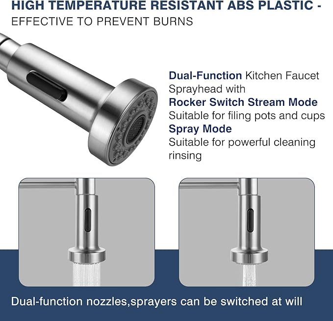 Kitchen Faucets Brushed Nickel,Kitchen Sink Faucets,Kitchen Faucet with Pull Down Sprayer Brushed Nickel Kitchen Faucet for Kitchen Sink RV Stainless Steel Kitchen Faucet Single Hole Kitchen Faucet