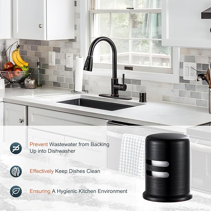 Dishwasher Air Gap Cover, Dishwasher Air Gap Cap for Kitchen Sink, Solid Brass Dishwasher Overflow Vent Cap Replacement Kit, Oil Rubbed Bronze