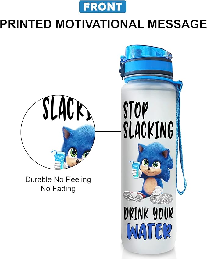 Funny Character Water Bottle with Time Marker, 32oz Motivational Water Bottle for Fitness Gym Outdoor