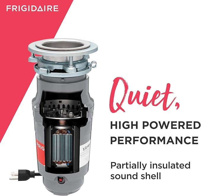 Frigidaire 1/2 HP Corded Garbage Disposal for Kitchen Sinks | FF05DISPC1