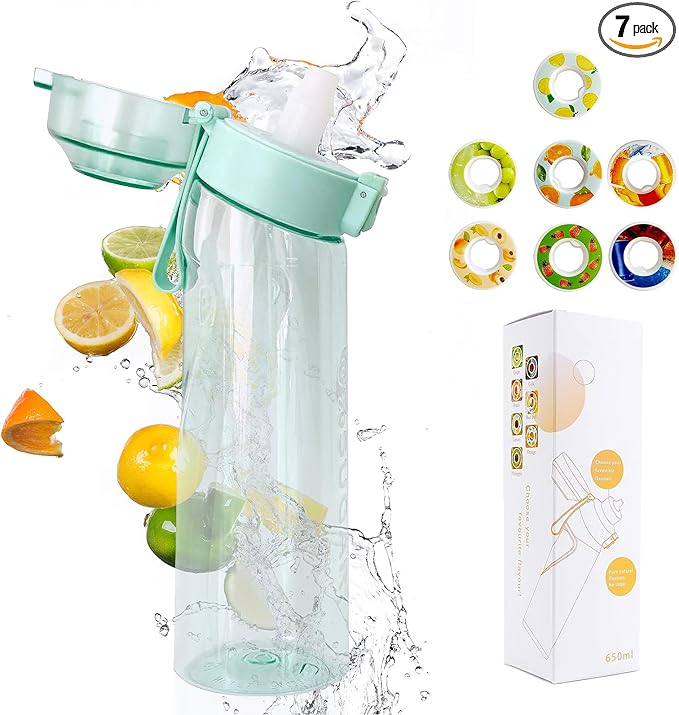 Flavor Pods for Water Bottle,7pcs Flavor Pods Fruity Scent for Sports Water Bottle,with Water bottle 0 Sugar, 0 Calorie For Fitness Outdoor School (Blue+7Pod), FNDAI02