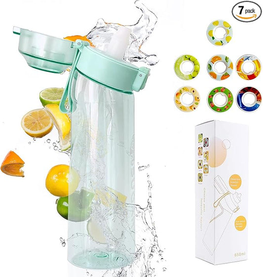 Flavor Pods for Water Bottle,7pcs Flavor Pods Fruity Scent for Sports Water Bottle,with Water bottle 0 Sugar, 0 Calorie For Fitness Outdoor School (Blue+7Pod), FNDAI02