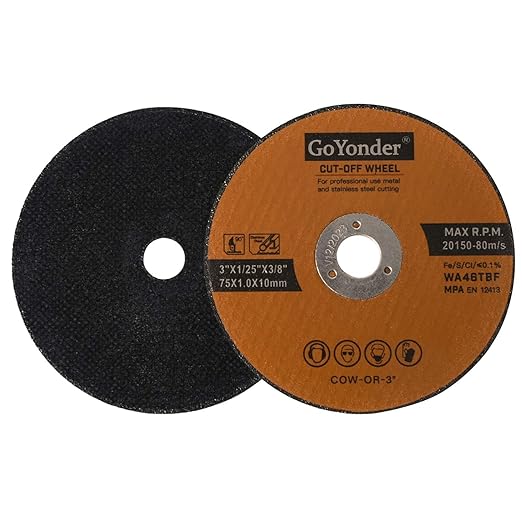 GoYonder Cut Off Wheels 25Pack, 3" x 1/25" x 3/8" Metal and Stainless Steel Cutting Wheels for Die Grinders Cutting Discs 25 Pack